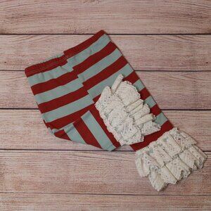 Giggle Moon Ruffle Pants Red and Blue Striped
